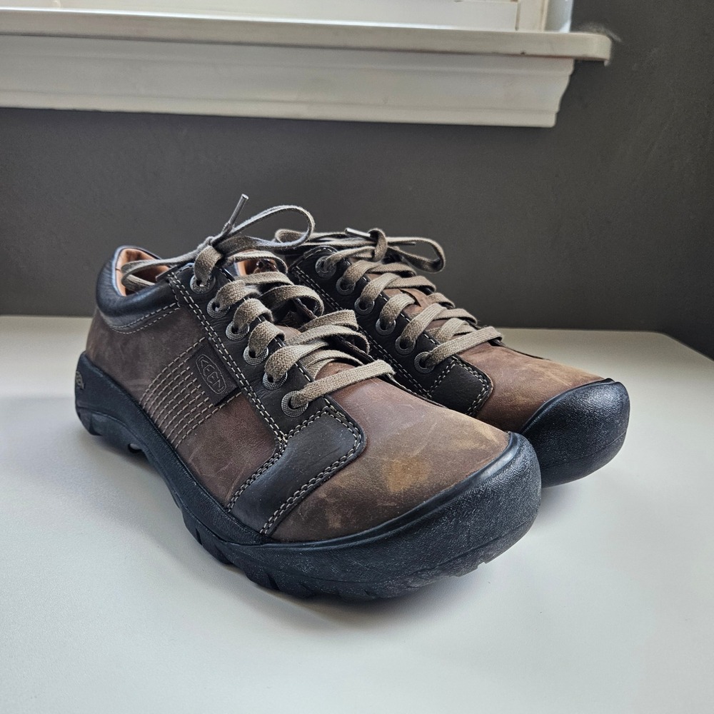 KEEN Austin Brown Leather Oxford Lace Up Casual Walking Shoes Men's 9.5
